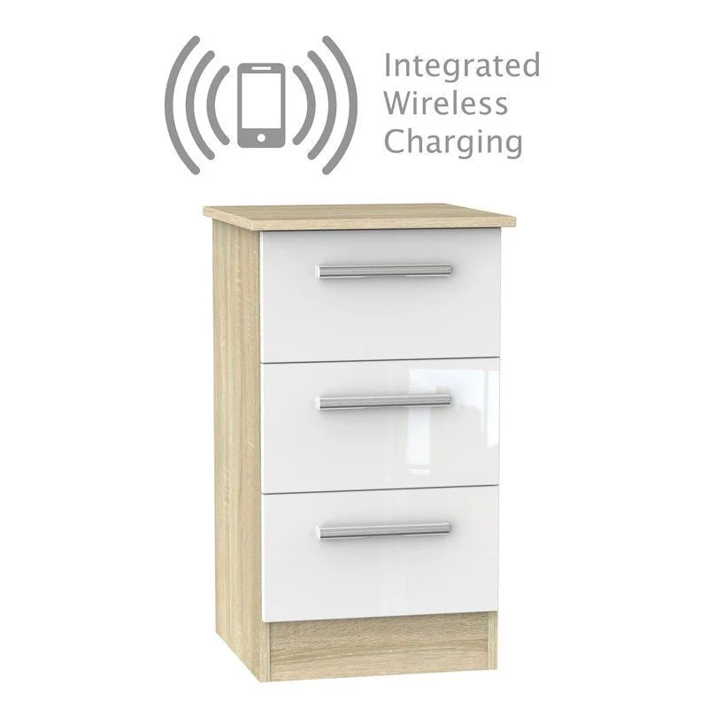 - Rabbit grass rack to prevent waste food boxBuxton Wireless Charger Slim Bedside Table Natural & White 3 Drawers