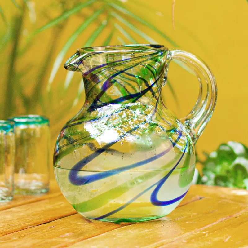  -Anti-scratch scratching board AND cat bed in oneElegant Energy Blue and Green Swirls Hand Blown Glass Pitcher (84 oz)