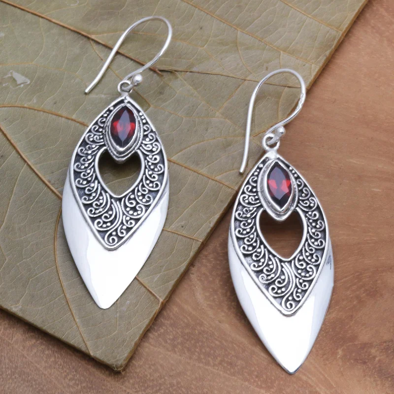 - Foldable and portable cat bagBeauty's Triumph Balinese Style Garnet Dangle Earrings