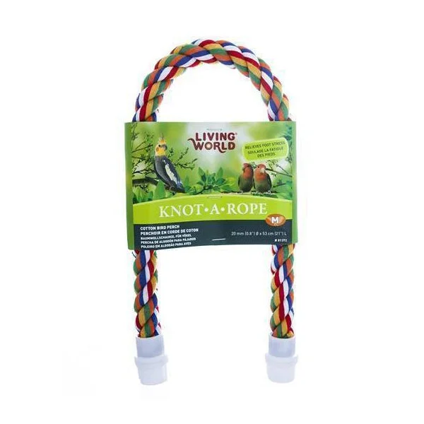 - Organic cotton dog bibsLiving World Knot-A-Rope Multi-Coloured Cotton Perch 20mm x 53cm L - 81372