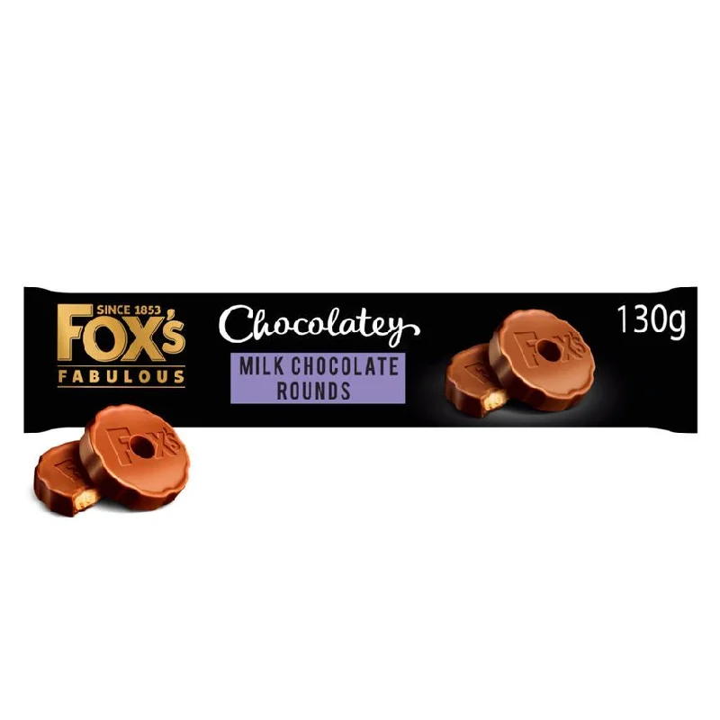 - Car dog seat beltFox's Fabulous Chocolatey Milk Chocolate Rounds 130g