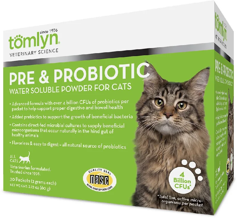 - Automatic temperature adjustment cat bedTomlyn Pre & Probiotic Water Soluble Powder Cat Supplement, 30 count