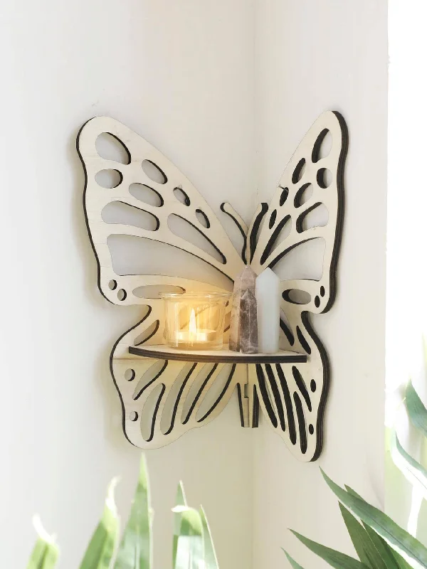 - Pet monitor with camera1pc Butterfly Design Wall Hanging Shelf, Khaki Wood Hanging Decoration For Home Decor