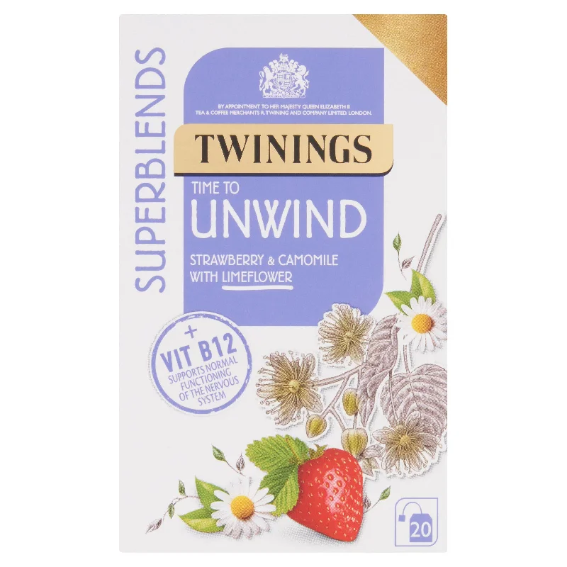 ---Twinings Superblends Time to Unwind Strawberry & Camomile with Limeflower Tea Bags x20 36g