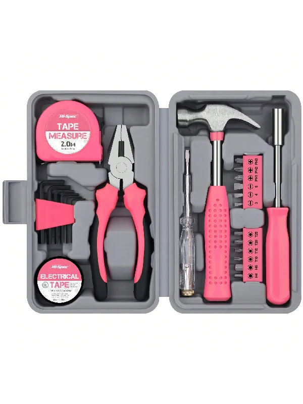 ---1 Set Home Manual Tool Set, 24 in 1 Electrical Hardware Repair Tool, Home Multi-functional Vehicle Combination Toolbox Set, Pink Tool Set for Women, Lady's Home Repairing Tool Kit