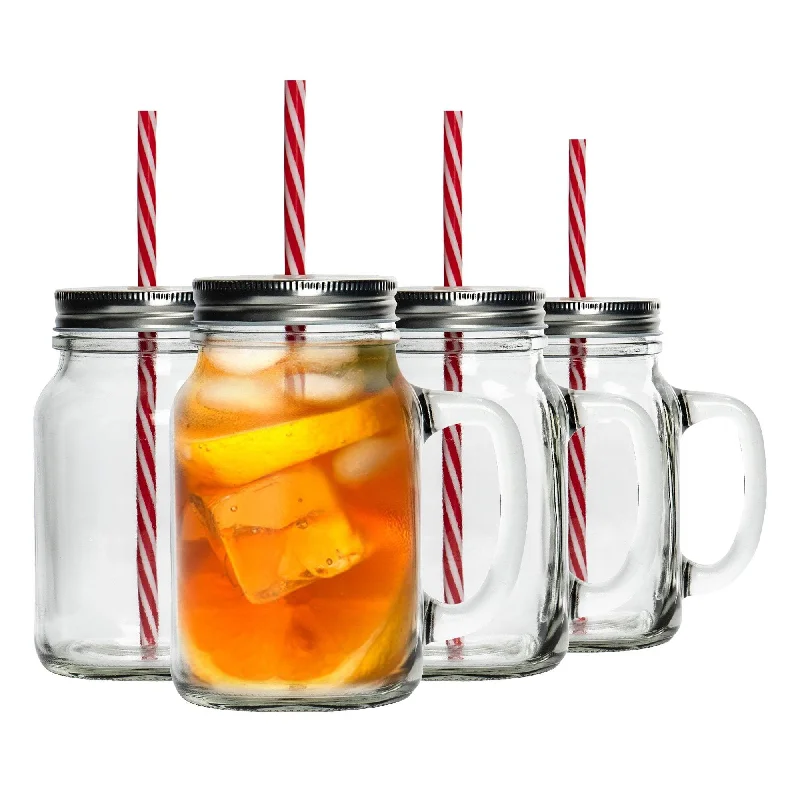 - Durable nylon dog leash wholesale620ml Mason Drinking Jar Glasses with Straws - Pack of Four - By Rink Drink