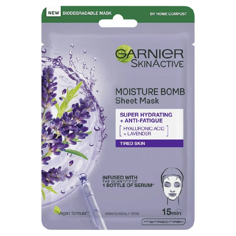 - Foldable and portable cat bagGarnier Skin Active Moisture Bomb Lavender Hydrating Sheet Mask