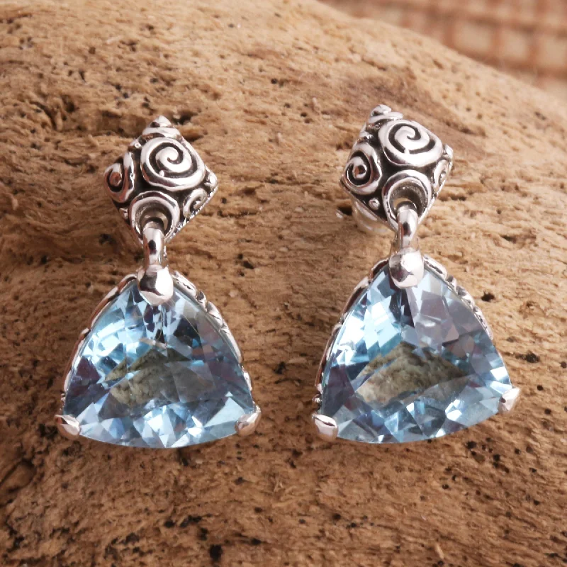  -Non-contact cat thermometerMystic Trinity Blue Topaz Sterling Silver Dangle Earrings