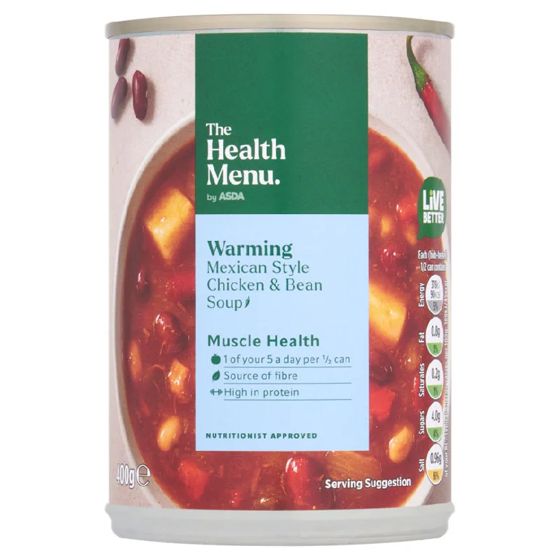 - Degradable pet feces bagThe Health Menu by ASDA Warming Mexican Style Chicken & Bean Soup 400g