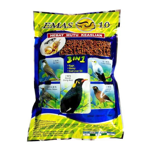  -Splash-proof food bowl AND Anti-choking slow food bowlEmas 10 3-in-1 Natural Bird's Feed - Coarse 450g (Pellet Type)